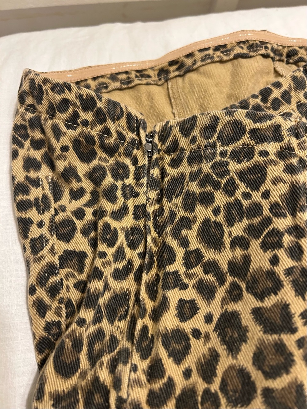 NWT So Me Leopard Print Strapless Wide Leg Denim Jumpsuit Large - Picture 8 of 12